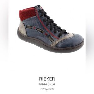 Rieker Navy & Red Boots Style 44443-14 Size 36 or equivalent to 5.5 or 6